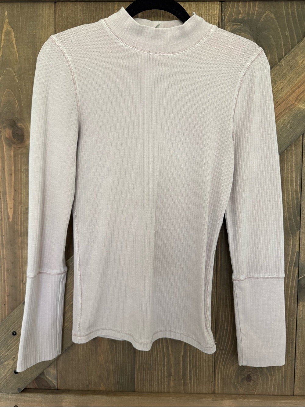 Free People Intimately Long-Sleeve Ribbed Mock Neck Top in Light Lavender Size M